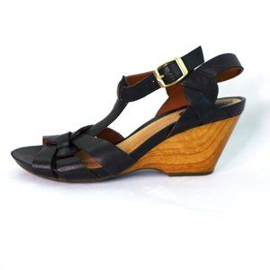 Clarks Active Air 9M Black & Wood Wedge Sandal #60839